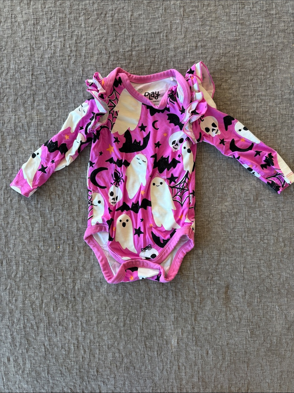 Play Pink Ghost Halloween Long-Sleeve One-Piece for Kids